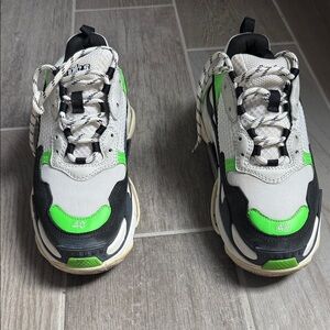 Balenciaga Chunky White and Neon Green Sneakers